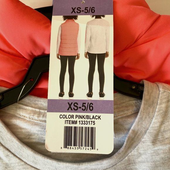 PUMA Girl's Vest Long Sleeve Shirt Leggings 3pc X-Small 5/6 Coral/Gray/Black NWT - Picture 4 of 4